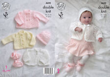 Knitting Pattern Baby Matinee Jacket Cardigan Bonnet Bootees King Cole DK 4690