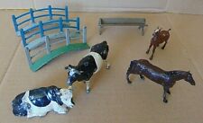 Britains Model Farm Lead Animals 2 Cows Horse Foal & Accessories 8 Pieces In All