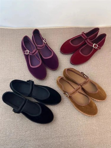 Women velvet mary jane flats - women's,