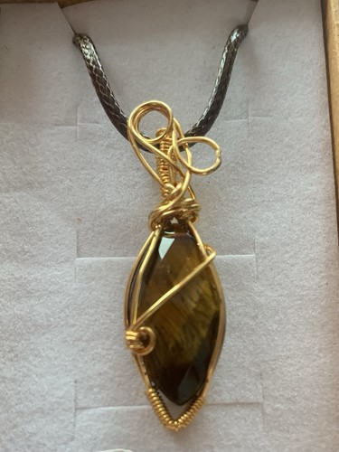 Wire wrapped oval tiger eye - oval, tiger's
