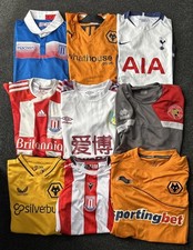 Job Lot Of 9 Football Shirts Adult & Junior Wolves, Stoke, Spurs Etc