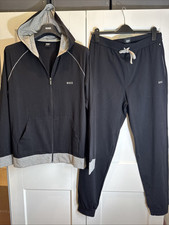 HUGO BOSS TRACKSUIT BLACK WITH GREY TRIM SIZE LARGE BNWT 100% GENUINE  RRP £119