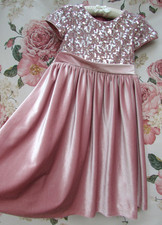 Pink Sequin Velour Party Occasion Dress by Heirloom John Lewis 6-7 WORN ONCE £60