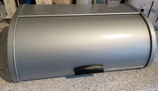 Large Brabantia Bread Bin Roll Top Silver Grey Satin Finish