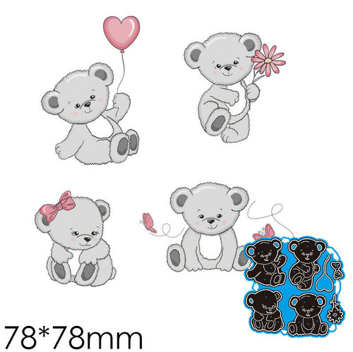 4pcs teddy bear - bear, metal