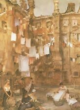 SIR  WILLIAM RUSSELL FLINT ART 'VENETIAN WASHDAY MONDAY' 1962 FINE MOUNTED PRINT