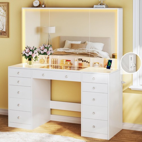 Vanity desk with mirror - desk,