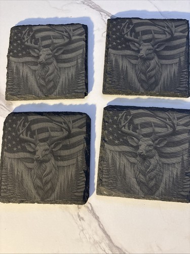 Laser engraved slate coasters - slate,