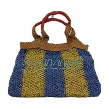 White Stuff Blue Green Jute Crochet Summer Shoulder Beach Bag Benefits Charity