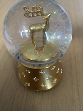 Vintage M&S Musical Snow Globe Plays Wonderful Winterland Gold Colour