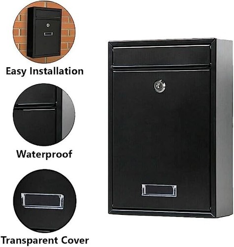 Black large letter box post - large,