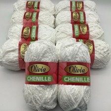 Olivia Chenille Knitting Crochet Yarn 10X100g Balls -white 100