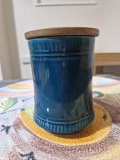 Prinknash Abbey Pottery Blue Glaze Jar Brown Top Excellent Condition No Chips