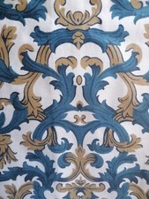 Laura Ashley Ludlow vintage curtains blue mustard gold 80"d x 53"w medieval