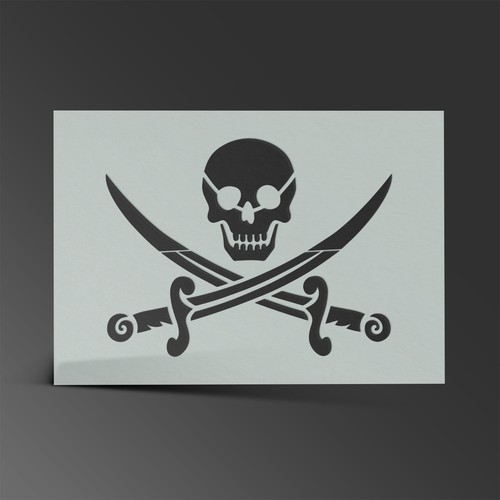 Pirate skull stencil jolly - skull,