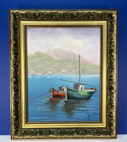 Original oil painting fishing - original,