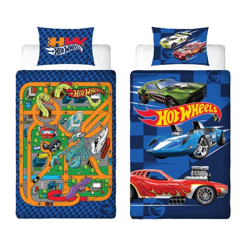 Hot wheels kids single duvet - wheels,