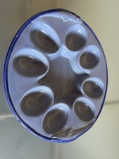Gabriel Sweden Blue Stoneware Devilled Egg Platter Oval Shaped with Fish Detail