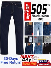 Levis 505 Mens Original Regular Straight Fit Denim Jeans Zip Fly New.