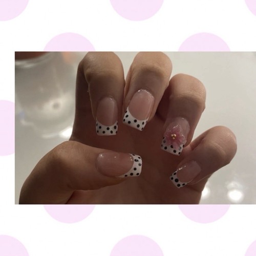 Pink white black polka dot - polka,