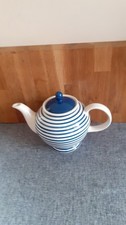 WHITTARD BLUE & WHITE STRIPE LARGE TEAPOT