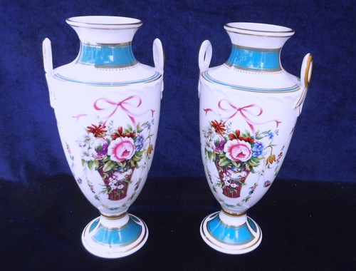 Minton pair vases - pair, ribbons