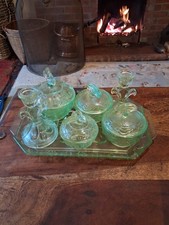 Vintage Green Glass 7 piece