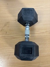 Hex Weider Dumbbells Rubber Encased Cast Iron Home Weights Fitness 12kg Singles