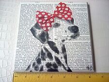 Fab Funky Art Dalmatian Red Polka Dot Bow Mdf Board Picture Signed in Corner