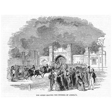 DUNKELD Queen Victoria Leaving the Duchess of Atholl's - Antique Print 1842