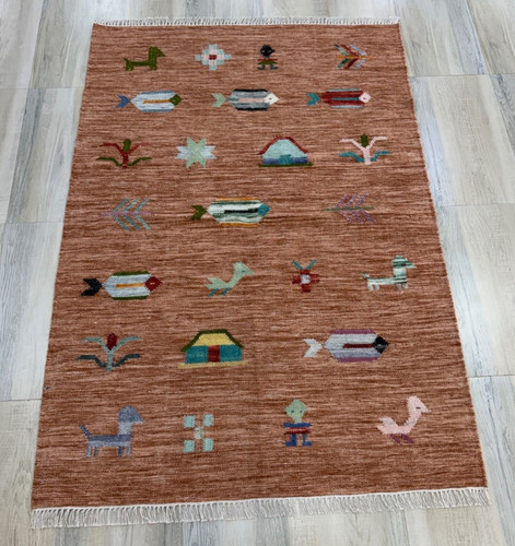Tribal hand woven - rug, 4x6