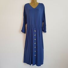 Ex Ann Harvey Plus Size 18-28 Blue Button Front Midi Tea Dress Holiday Summer
