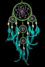NEW HANDMADE NATIVE AMERICAN INDIAN STYLE DREAM CATCHER GREEN /dcny11trishellgre