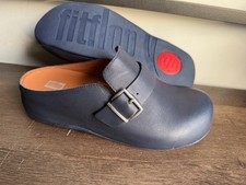 FitFlop Navy Leather Shuv Clog