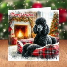 Standard Poodle Dog Christmas Card, Xmas Greetings