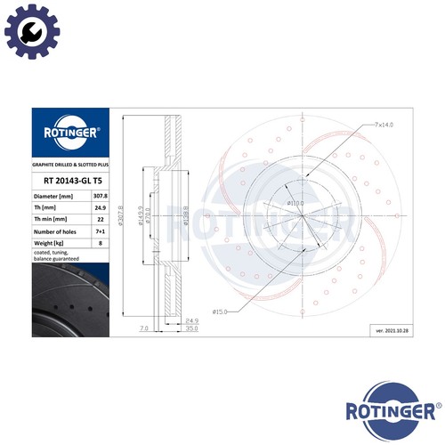 Brake disc 20143 gl - rt, 20143-gl