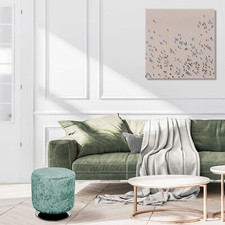 Velvet Foot Stool Aqua Round