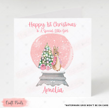 Personalised Peter Rabbit Girls 1st First Christmas Card Daughter Granddaughter
