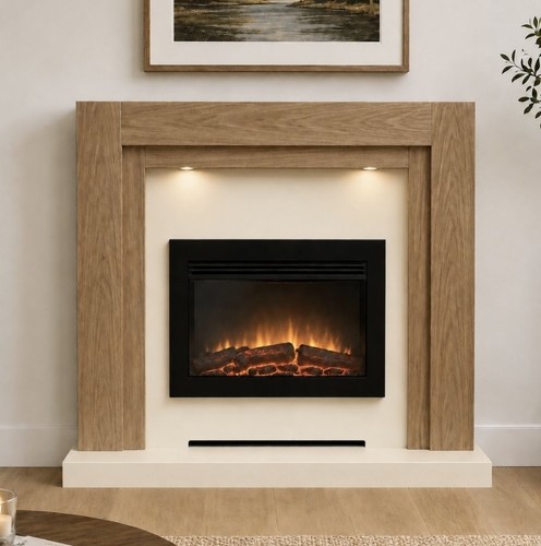 Modern oak fireplace - modern,