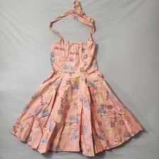 Pinup Couture Atomic Dress Flare Large Pink 50s Retro Halter Rockabilly Vanity