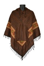 Wild West Cowboy Poncho V-Shape Hooded Fair Trade Festival Soft Snug Acrylic