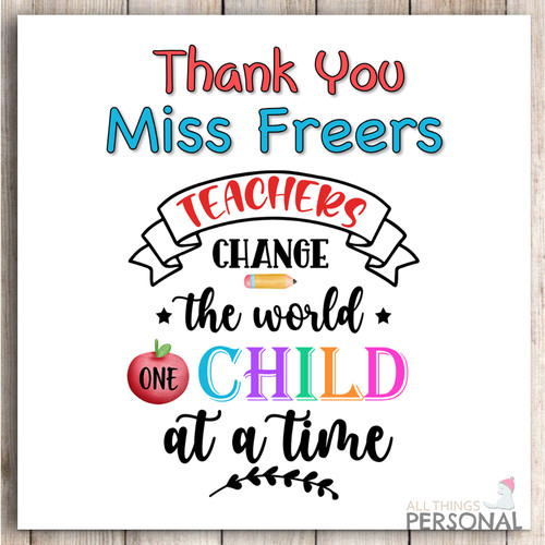Thank you teacher card - you,