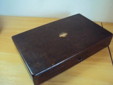 A Vintage Mahogany Hinged Lid Work Box With Working Lock