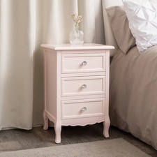 Pink 3 Drawer Bedside Table -