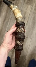African leather covered powder - african,