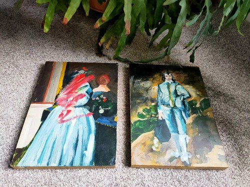 Pair vintage folk art naive - vintage,