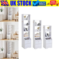 Bedroom Tall Bedside Table Drawers Cabinet Bookcase Storage Nightstand Shelves