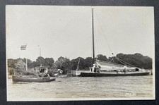 RPPC WHERRY AT OULTON DYKE NORFOLK BROADS SUFFOLK BROADS JULY 1911