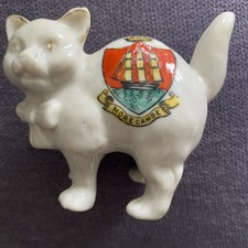 Porcelain Crested China Heraldic Crest Lucky Cat From Morecambe Stamped JB&C M