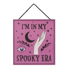 I'm in my SPOOKY ERA - Hanging wooden sign - Plaque - 7" / 17cm - Purple Witch